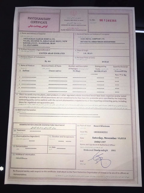 Nhuỵ hoa nghệ tây BAHRAMAN - có giấy chứng nhận Phân phối tại Việt Nam!!! | BigBuy360 - bigbuy360.vn