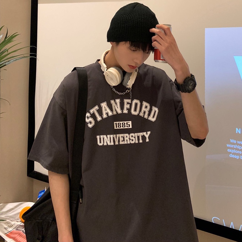 Áo thun unisex nam nữ form rộng tay lỡ phông teen cổ tròn oversize cotton giá rẻ basic đen trắng tee pull STANFORD
