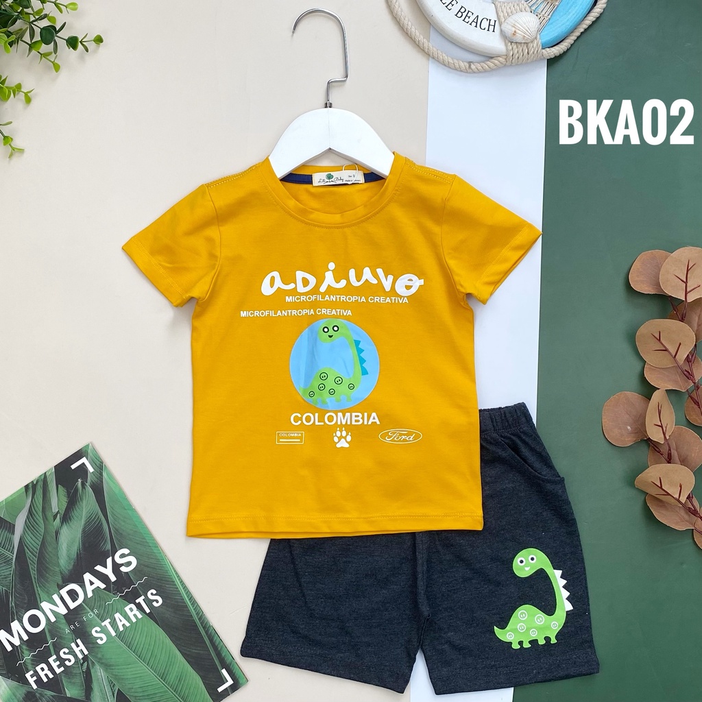 Bộ cotton bé trai cộc tay in họa tiết ngộ nghĩnh, chất cotton mềm, mát hình in sắc nét không bị bong, tróc