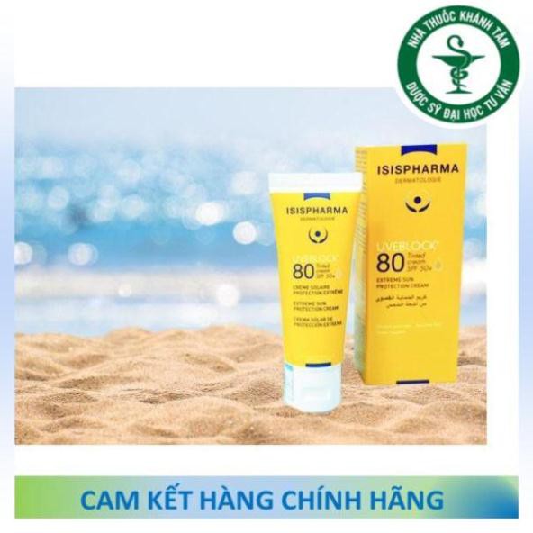 ! ! Kem chống nắng ISIS Pharma Uverblock 80 Tinted màu nâu 40ml