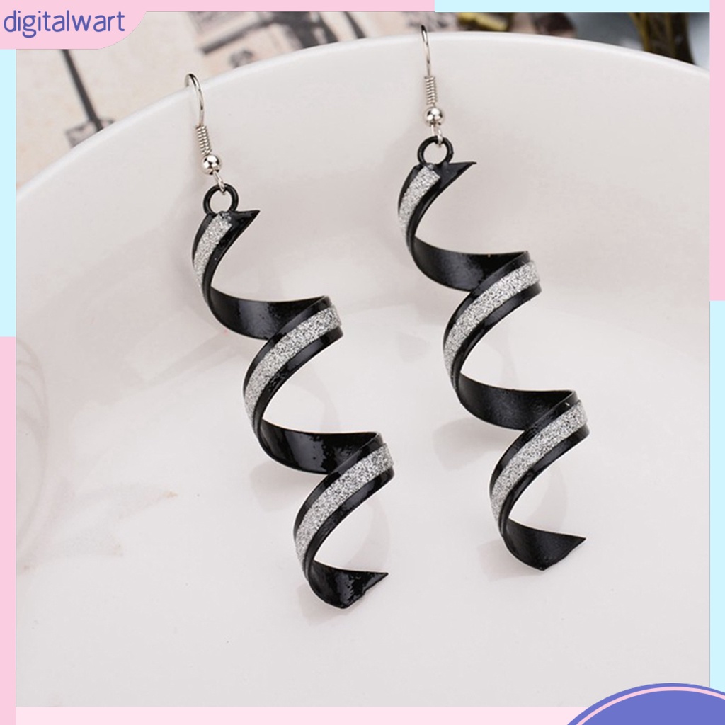 Đôi Bông Tai Dáng Rơi Họa Tiết Xoắn Ốc Đính Đá Thời Trang Cho Nữ