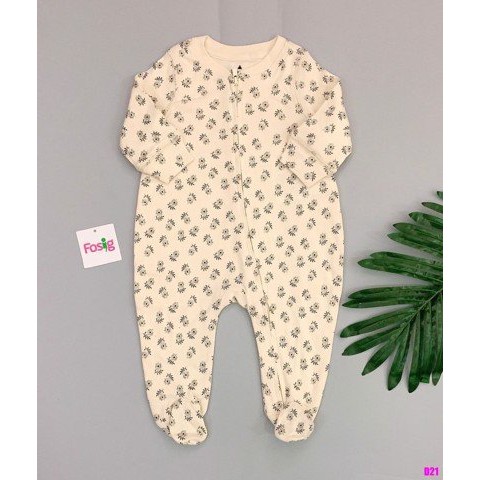 [7-8kg; 10-11kg] Sleepsuit Khóa Kéo Có Vớ Bé Gái Baby - Kem Hoa Đen