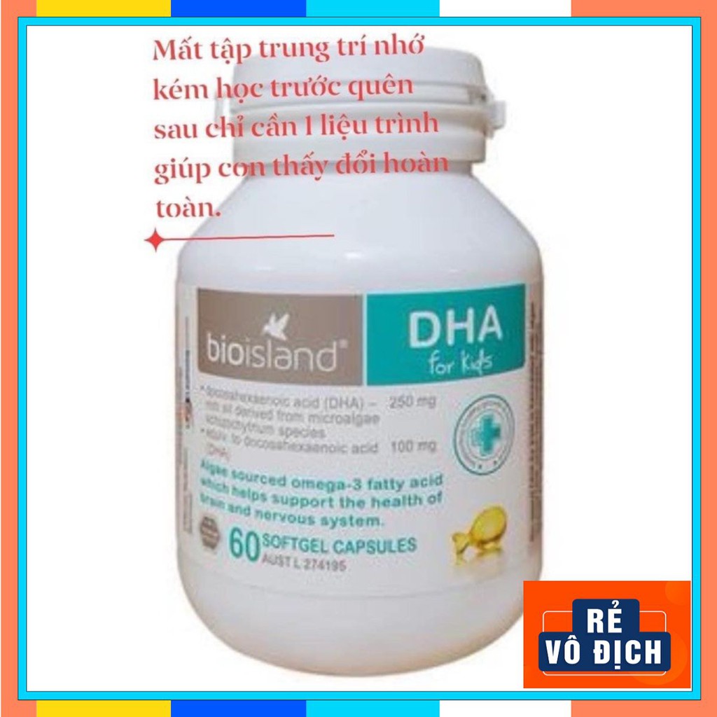 DHA Bioisland - Viên uống DHA For Kids 60v [ Nhà Thuốc Trung Lan]