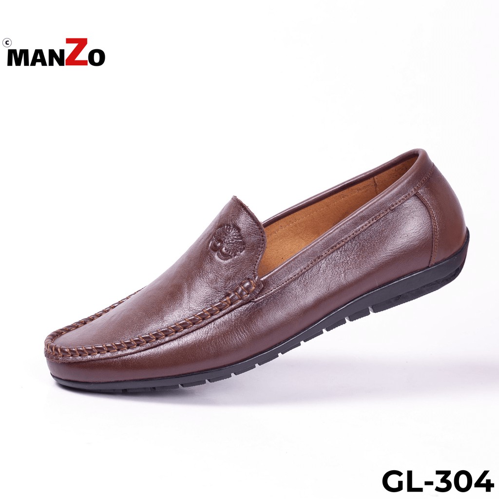 Giày mọi nam da bò cao cấp màu đen dành cho dân công sở Manzo GL304