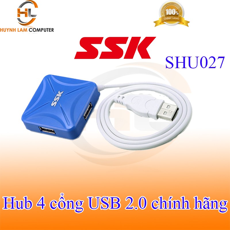 Hub USB 4 cổng 2.0 SSK SHU027 rất tiện dụng