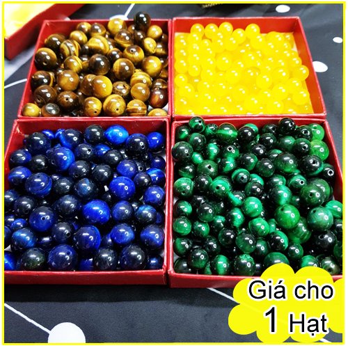 Hạt đá xâu vòng phong thủy đủ màu theo mệnh size 8 10 12 ly xâu vòng tay vòng cổ - GIÁ CHO 1 HẠT - Tặng dây và kim xâu