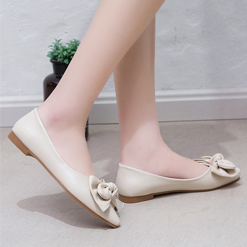 Giày búp bê IELGY da pu thắt nơ xinh xắn thời trang công sở cho bạn gái