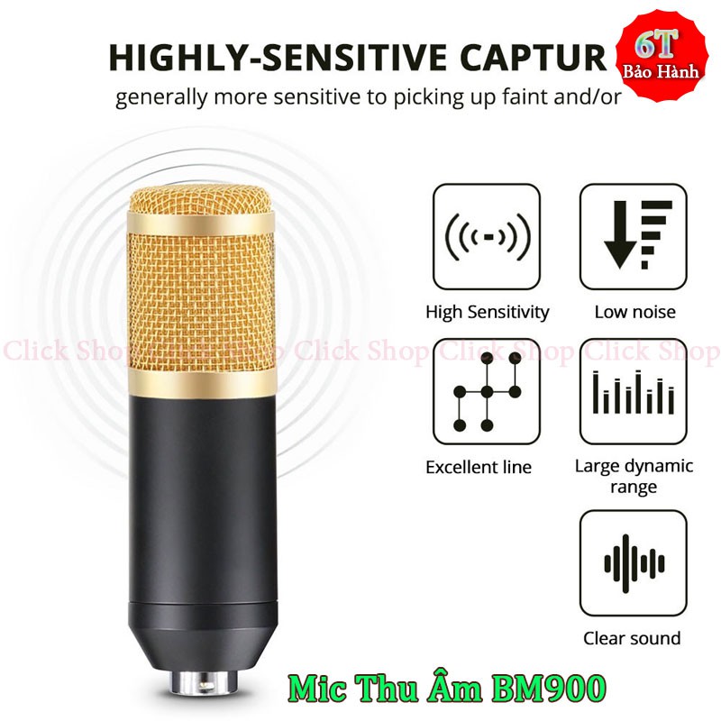 Micro Thu Âm BM900 Chạy Dòng Điện 5V Tích Hợp Các Sound Card và Mixer- Ngoài ra Mic Live Stream BM900 Lọc Âm Thanh Tốt