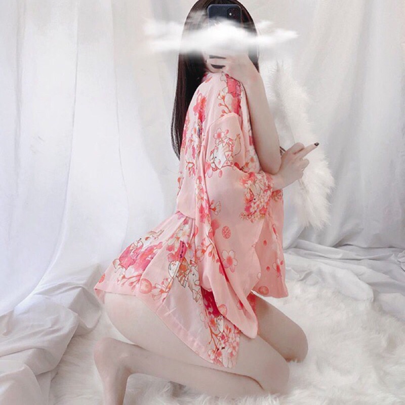 Kimono hoa anh đào sexy áo choàng cosplay cô nàng Nhật Bản dịu dàng gợi cảm CL