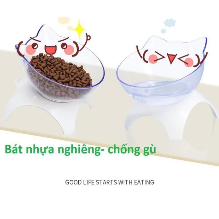 BÁT NHỰA NGHIÊNG BÁT CHO CHÓ MÈO - CHÉN ĐỰNG THỨC ĂN CHỐNG GÙ THÚ CƯNG NHỎ