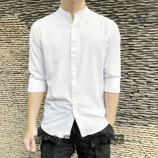 (Ảnh Chụp Thực) Áo sơ mi nam cổ tàu trẻ trung body - SMT02