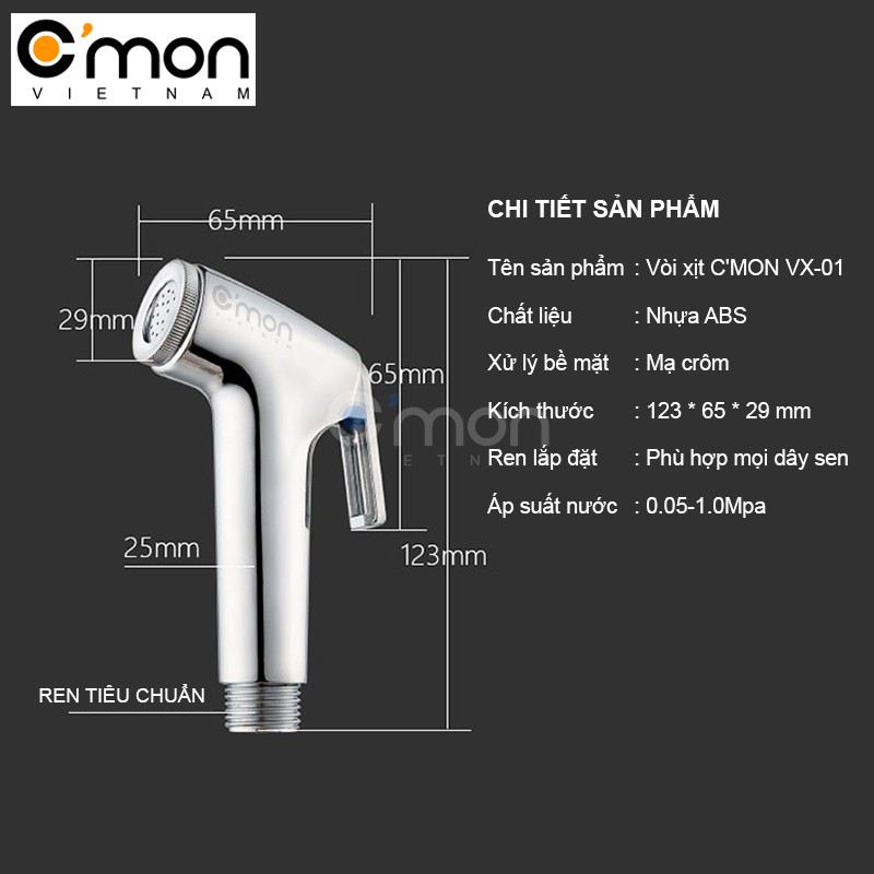 Tay xịt vệ sinh C'MON VX-01 (Bạc)