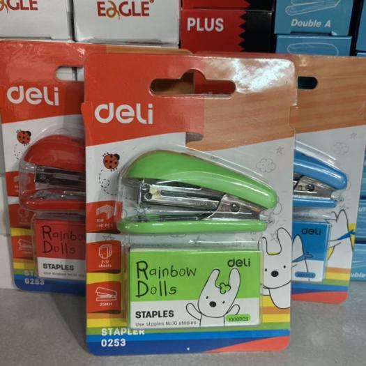 Bấm ghim Deli 0253, dập ghim cầm tay mini