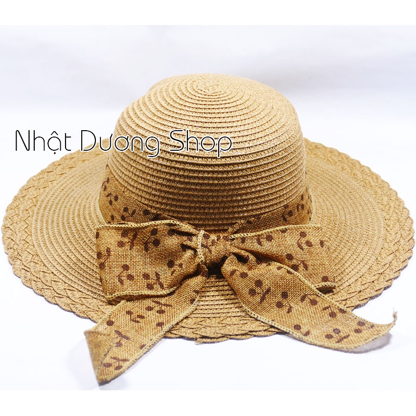 [ FREESHIP ] Mũ cói NƠ TO vành rộng 9cm, vòng đầu 57 cm - chất liệu vải cói đẹp thích hợp cho chị em phụ nữ