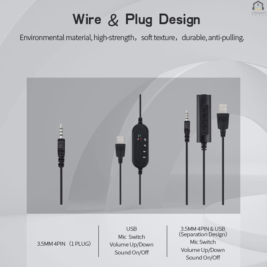 Tai nghe chụp tai có dây cổng USB + 3.5MM khử tiếng ồn có micro cho điện thoại/ máy tính/ máy tính để bàn SY490MV