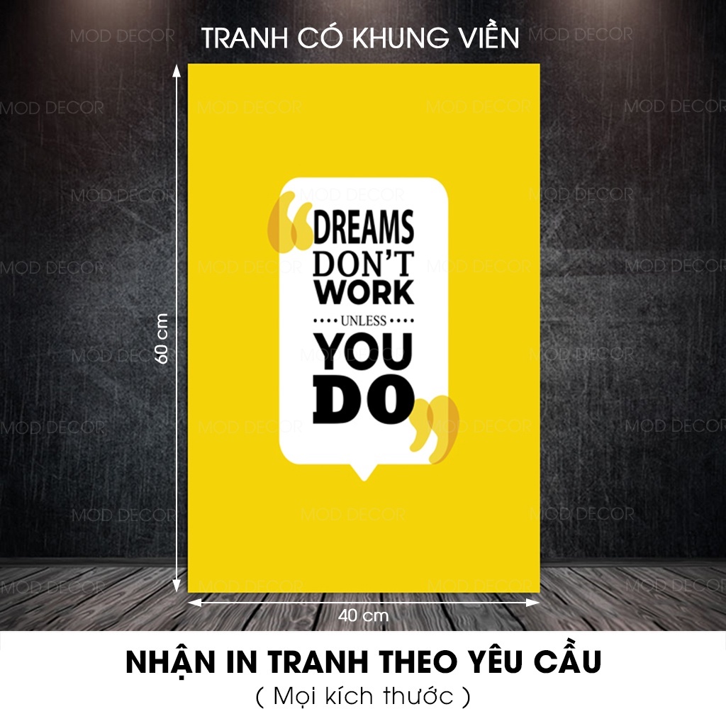 Tranh Slogan, Tranh Văn Phòng Tạo Động Lực chất liệu canvas, có khung sang trọng lịch sự | MOD