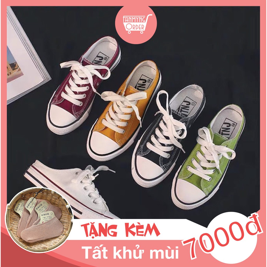 [Tặng tất lười] Giày sục thể thao ulzzang buộc dây nhiều màu hot hit