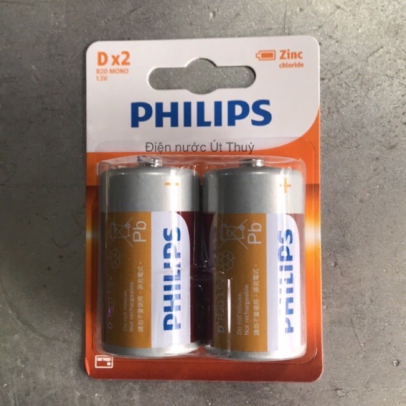 Vỉ 2 viên pin đại 2D Philips