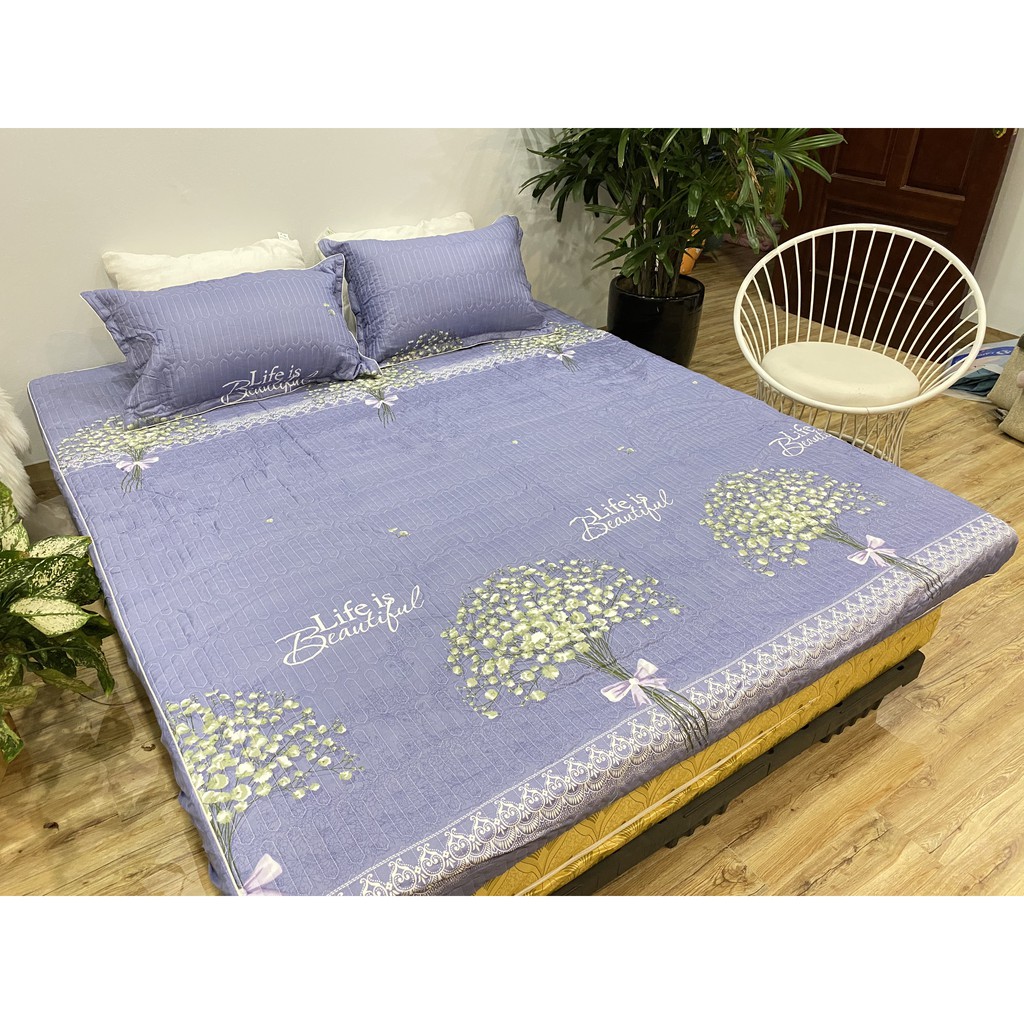 Bộ ga gối 1m8x2m cotton poly,mẫu mới hot 2020,chát chọn mẫu,hoa baby xanh