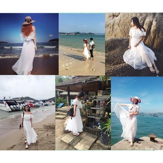 Váy maxi trắng