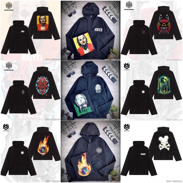 🔥𝐆𝐈𝐀́ 𝐒𝐈̉🔥216 Áo Khoác Dù (Hình Thật) Đen In Hình 3D Siêu Hot. Hottrend - Giá Sỉ - Unisex - Couple - Áo Gió