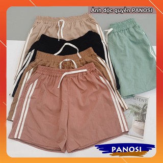 quần đùi nữ mặc nhà mặc đi chơi ống rộng chất vải đũi mềm mát thấm hút mồ hôi dễ chịu - Q366