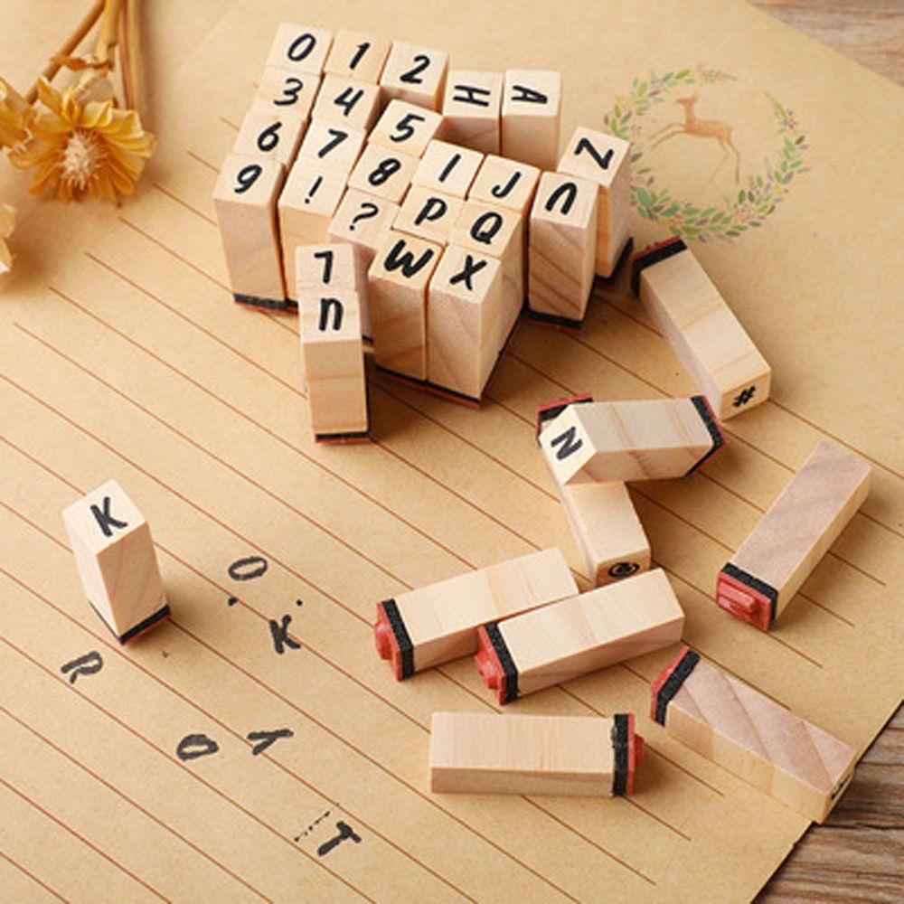 PEWANY Set 40 Con Dấu Gỗ Hình Chữ Nhật In Biểu Tượng Trang Trí Nhật Ký