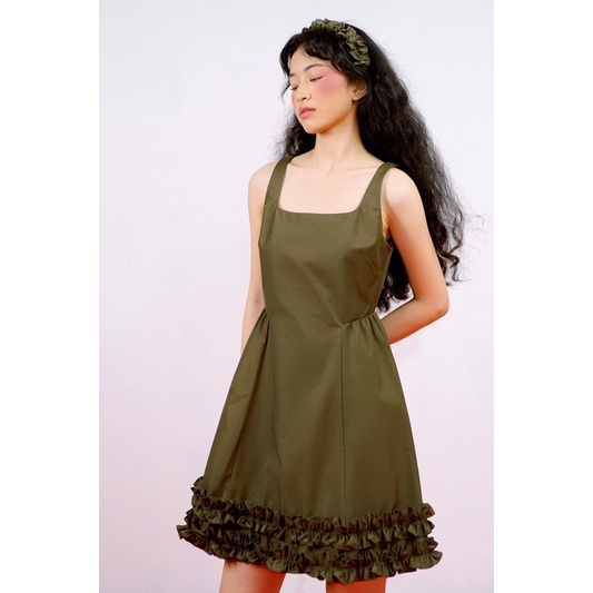 Libé Workshop U-NECK MINI DRESS WITH RUFFLE