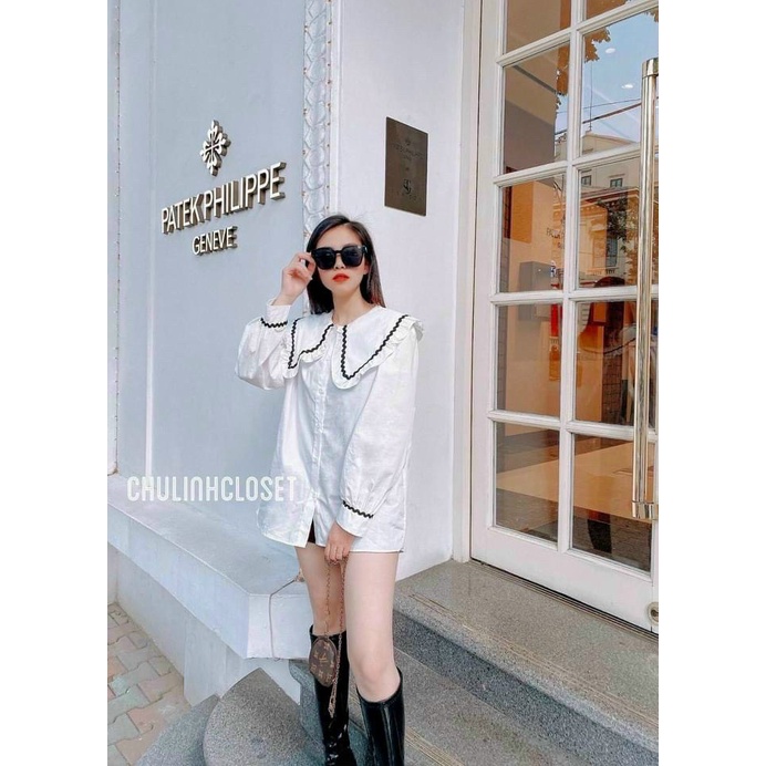 Áo sơ mi nữ cổ zic zắc siêu xinh