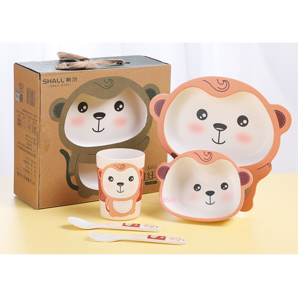Set 5 món Khay, Bát, Cốc, Thìa, Dĩa ăn dặm hữu cơ tự nhiên SHALL - Nhiều mẫu