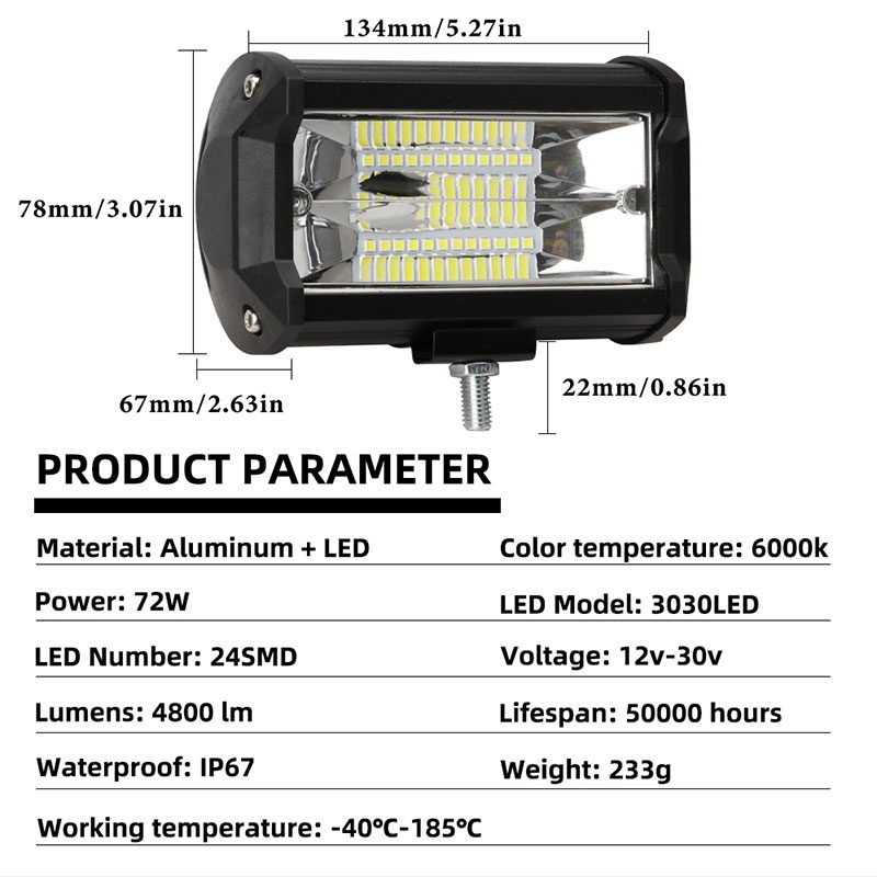 Thanh Đèn LED 48W Chuyên Dụng Cho Xe Hơi / Tàu Thuyền / Xe Tải SUV ATV