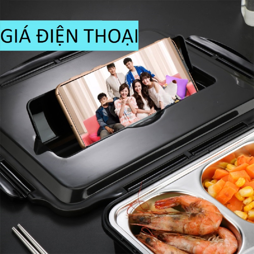 Hộp cơm văn phòng ❤️Lõi Inox❤️Kèm Thìa Đũa❤️ Khay đựng thức ăn mã 20021