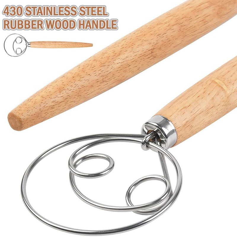 3 Pack Danish Dough Whisk,with Scraper for Pastry or Pizza Dough,Etc