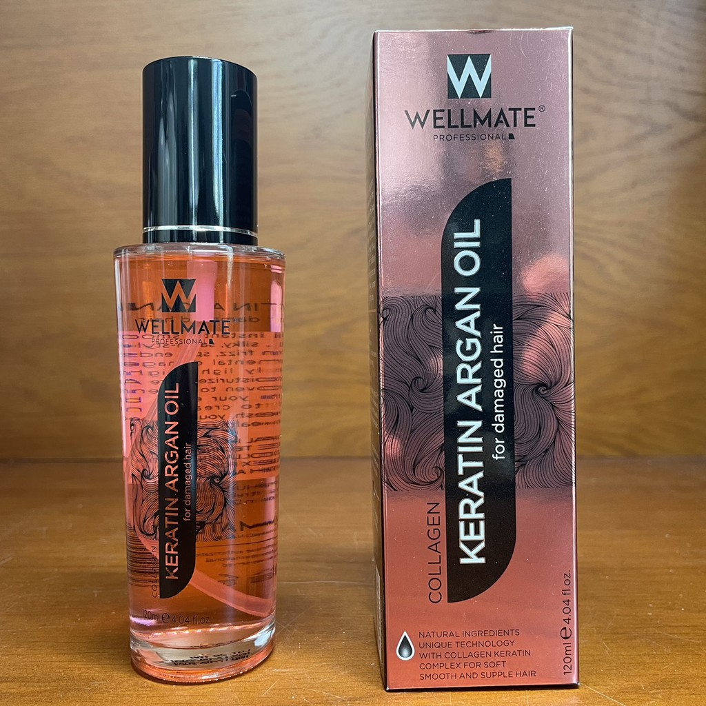 🇻🇳Wellmate🇻🇳 Tinh dầu Phục hồi tóc hư tổn Wellmate Keratin Argan Oil 120ml ( màu hồng)