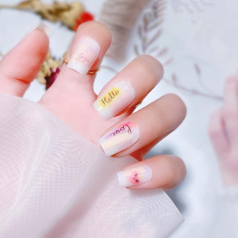 Miếng Dán Móng Tay Họa Tiết Hoa Cầu Vồng Hoạt Hình Phong Cách Nhật Bản