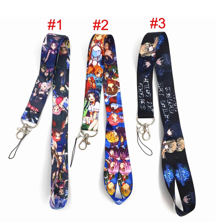 3 màu Sword Art Online Lanyard Dây buộc chống thất lạc Dây buộc thể thao chống rơi Dây buộc đeo cổ Dây buộc tai nghe Bluetooth Dây buộc