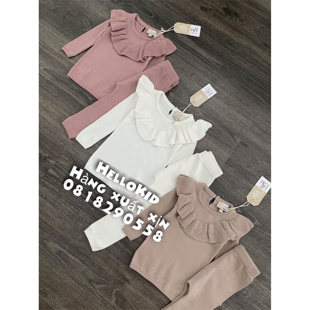 B540 - Bộ len riềm trơn màu sang chảnh xuất Us bé gái