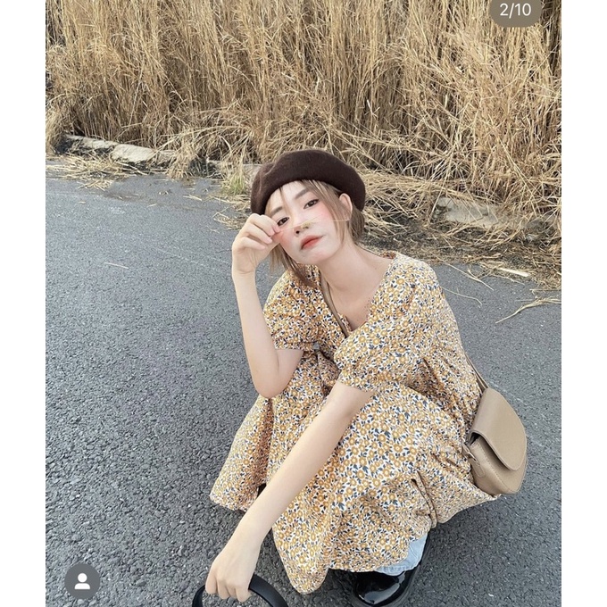 Pass đầm hoa nhí vàng