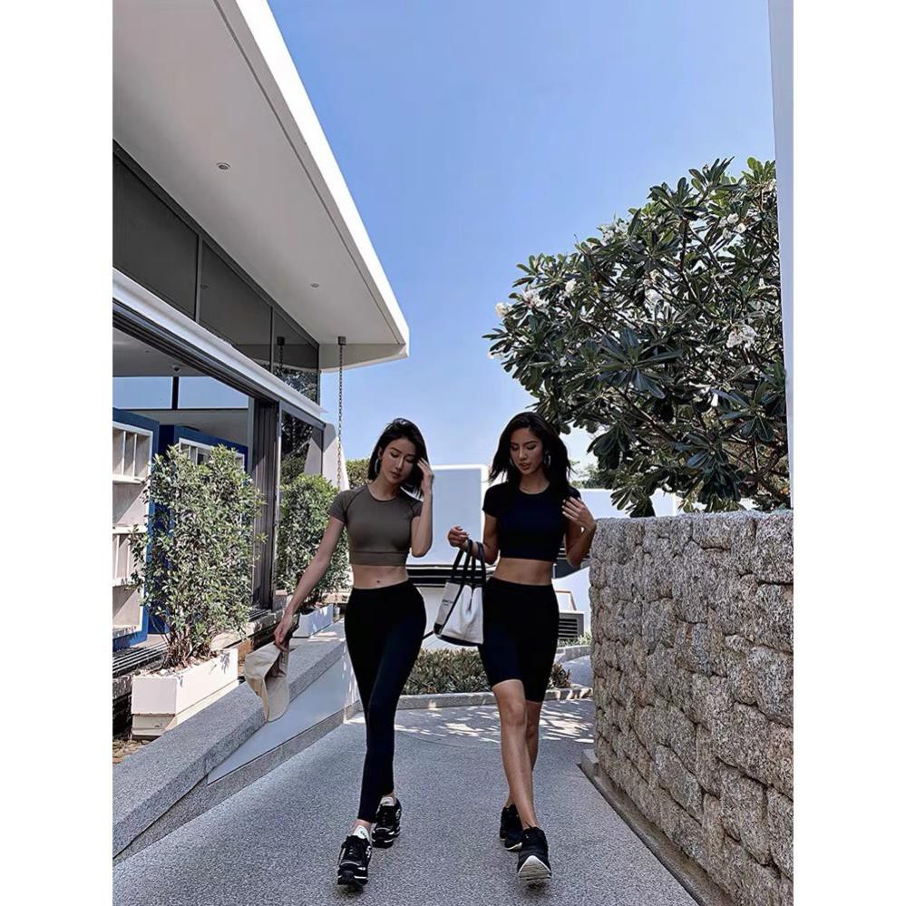 Quần Legging Lửng Nữ Xuất Hàn , Quần Biker Ôm Tập Gym Dáng Ngắn V001 - HT STORE