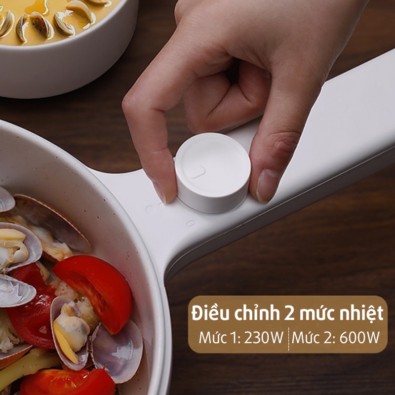 Nồi Lẩu Điện Mini Nồi Nấu Mì Chống Dính Có Kèm Lồng Hấp Đa Năng Nhiều Chế Độ Nhiệt thích hợp cho 2-3 người TN01