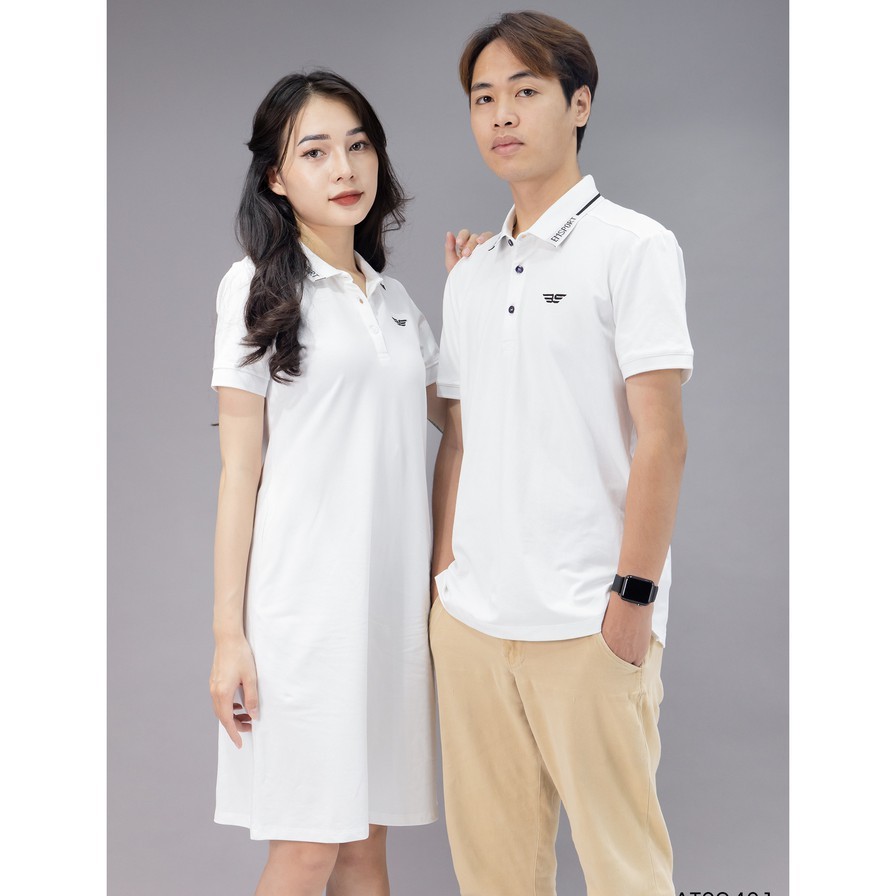 Đầm Polo dáng suông nữ vải cotton cá sấu cao cấp, chuẩn form, cổ phối UCO thêu chữ họa tiết 𝟰𝟬𝟲𝟭- 𝗘𝗠𝗦𝗣𝗢