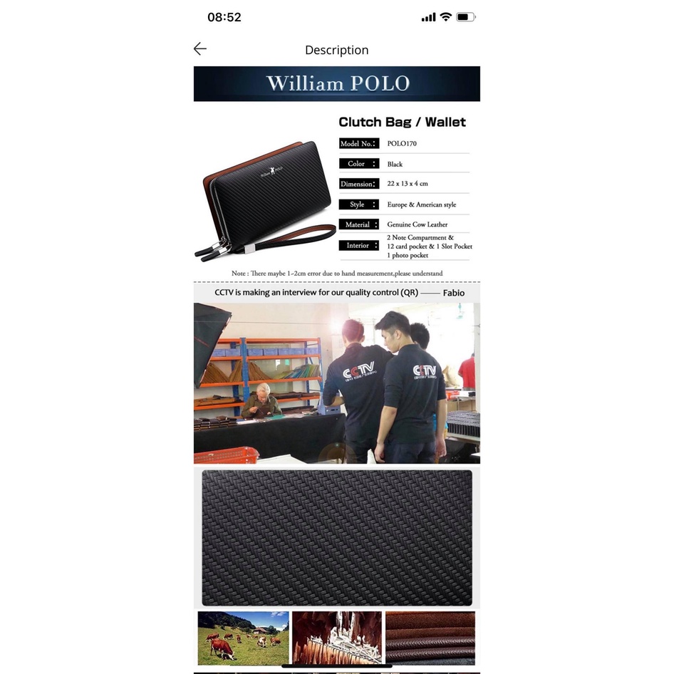 Ví nam cầm tay cao cấp William Polo 170 Clutch 2 khoá da bò -Bảo hành 12 tháng