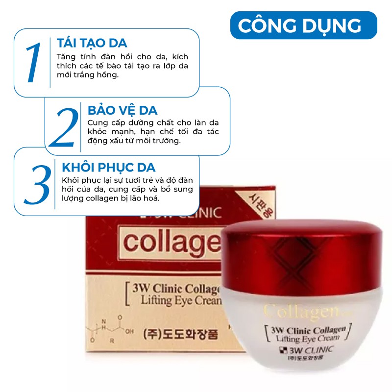 [Mã BMBAU50 giảm 7% đơn 99K] Kem dưỡng trắng da chống lão hóa 3W Clinic Collagen Regeneration Cream Hàn Quốc 60ml