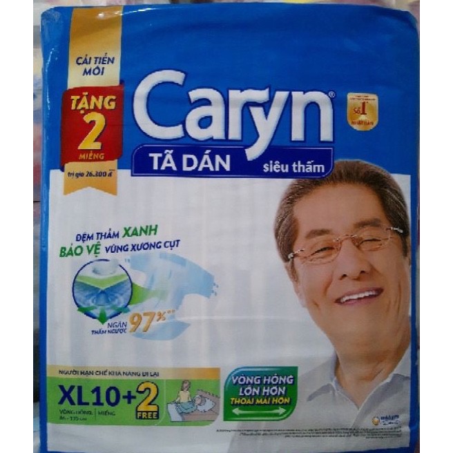 [ HÀNG TẶNG KÈM] Tã Bỉm Dán Người Lớn Caryn Siêu Thấm Size XL10 Miếng