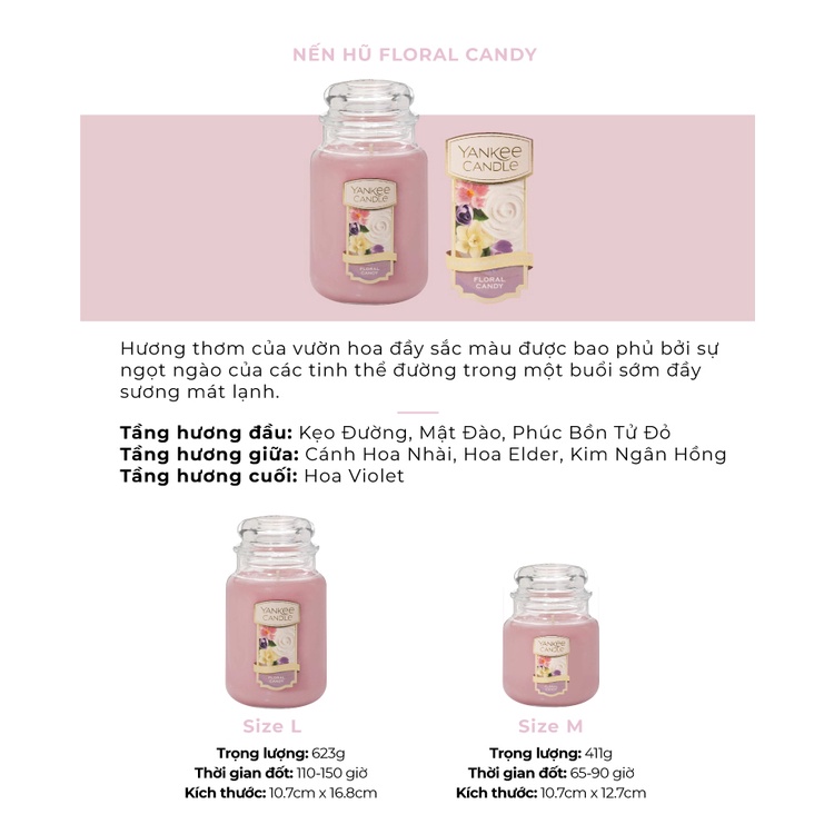 [Mã LIFEM1 giảm 50k đơn 99k] Nến hũ Yankee Candle size L - Floral Candy (623g)