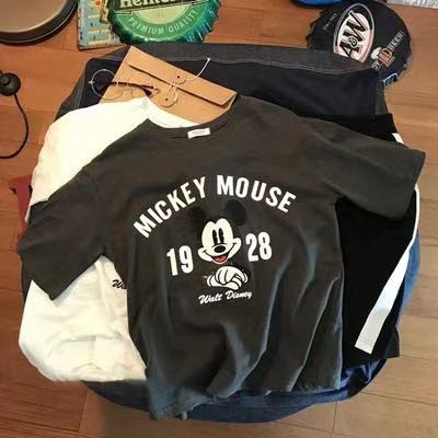 Áo Thun HIIXIIVI Tay Ngắn Dáng Rộng In Chuột Mickey Dễ Thương Thời Trang 2021 Cho Phụ Nữ