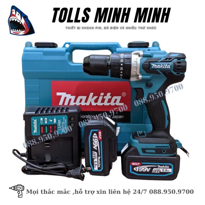 Máy Khoan Pin Từ Makita 199V Động Cơ Không Chổi Than Lõi Đồng
