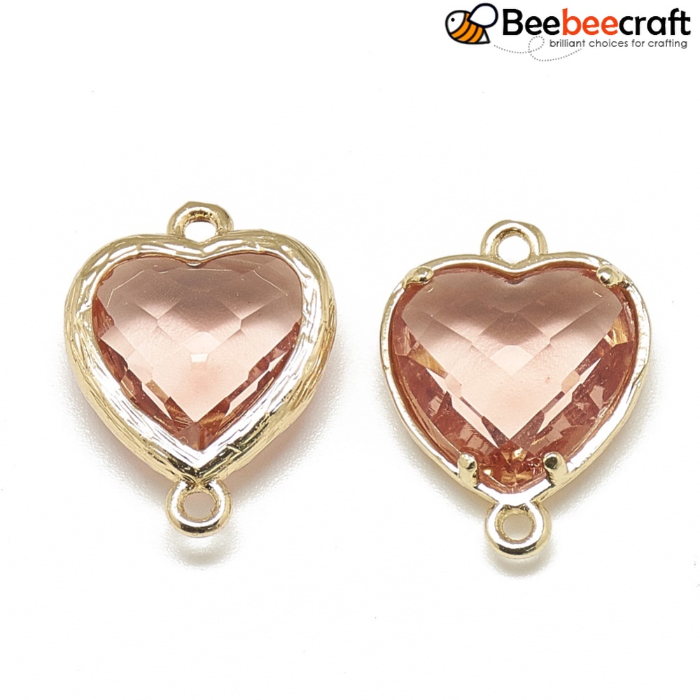 Set 1-5 Mặt Dây Chuyền Thủy Tinh Hình Trái Tim/ Giọt Nước/Hình Vuông Màu Vàng Đồng