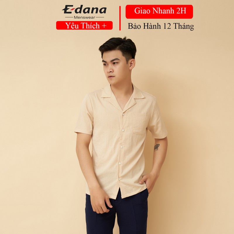 Sơ mi nam Edana Menswear vải đũi cổ vest cao cấp ngắn tay form rộng nhiều màu dành cân nặng 45 - 86kg