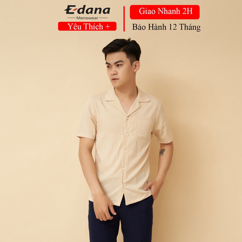 Sơ mi nam Edana Menswear vải đũi cổ vest cao cấp ngắn tay form rộng nhiều màu dành cân nặng 45 - 86kg | BigBuy360 - bigbuy360.vn